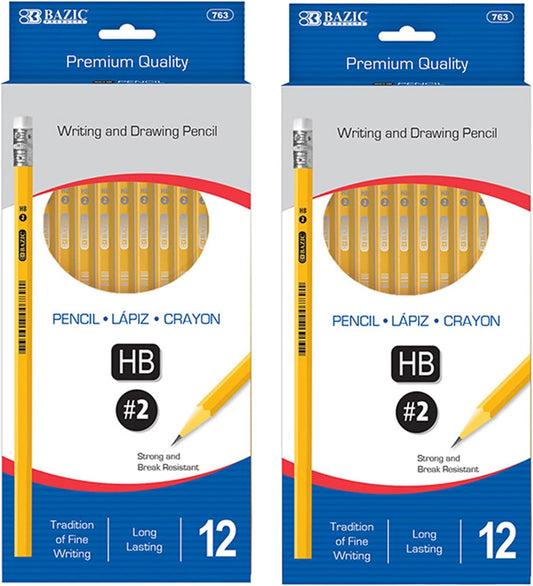 Pre-Sharpened #2 Pencils for Kids — 12-Pack, HB Wood Pencils for School