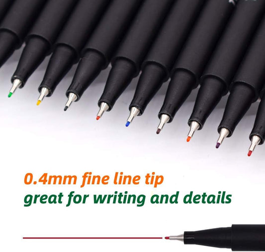 Fine Liner Pens for College Students — 10-Pack Assorted Colors
