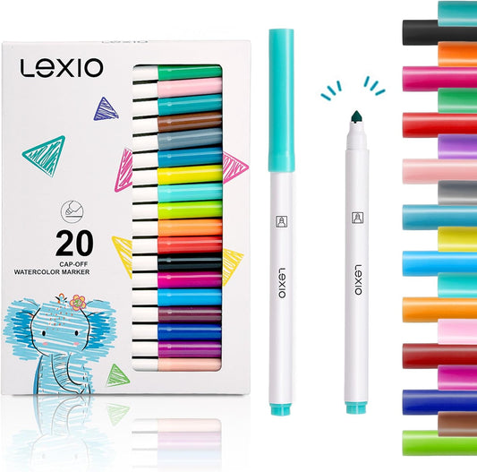 Washable Markers for Kids — 20-Count Set, Bold Colors for School