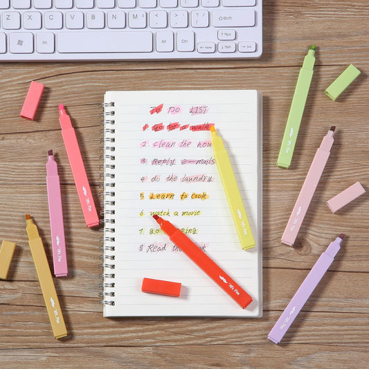 Highlighters for College Students — 8-Pack Assorted Colors, Chisel Tip