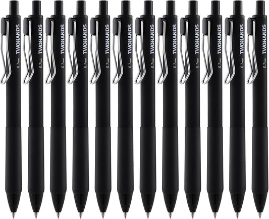 Black Gel Pens for Students — 12-Pack, Fine Point for School & Tests