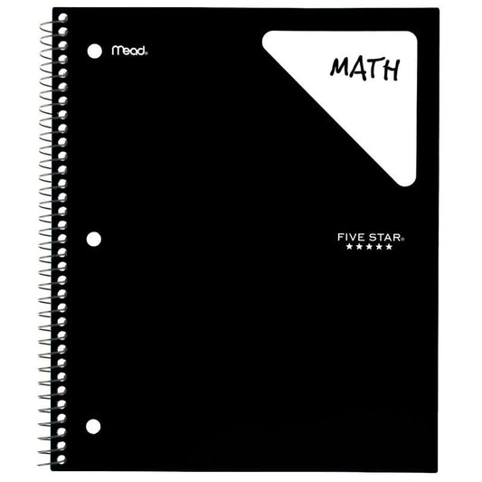 5-Subject Spiral Notebook for High School — College Ruled, 200 Pages