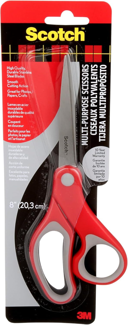 Student Scissors — 8-Inch Stainless Steel, Soft Grip for Grade 5–8