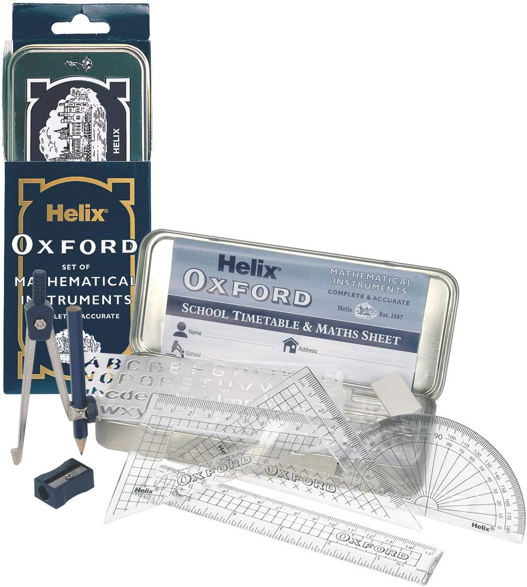 Math Geometry Set for Students — Ruler, Protractor, Compass for Grade 6–8
