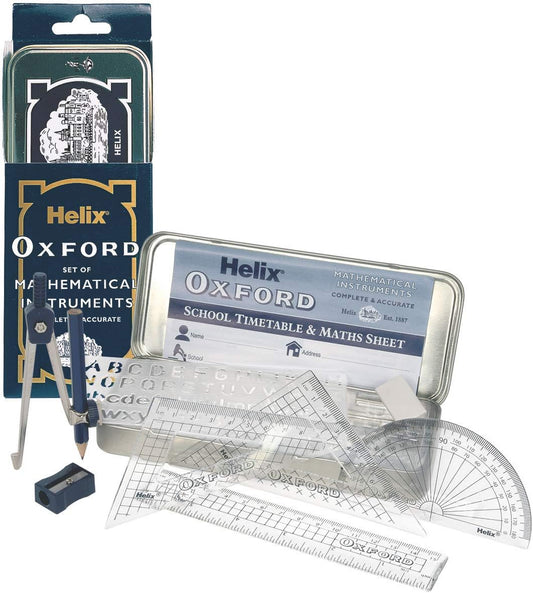 Math Geometry Set for Students — Ruler, Protractor, Compass for Grade 6–8