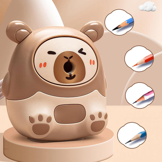 Capybara Pencil Sharpener for Kids - Manual, Self-Feeding with Shaving Drawer